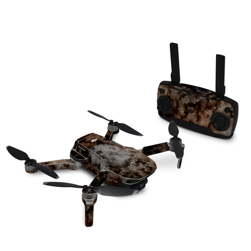 DJI Mini SE Skin design of Brown, Design, Soil, Pattern, Rock, Rust, Granite, Metal, with black, white, gray, brown colors