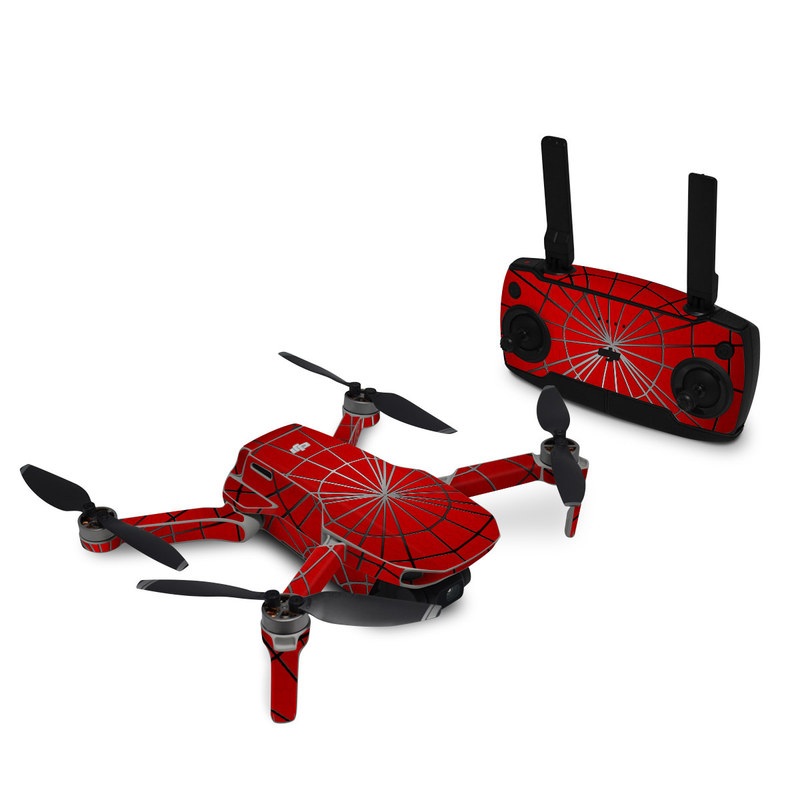 DJI Mini SE Skin design of Red, Symmetry, Circle, Pattern, Line, with red, black, gray colors