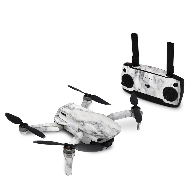 DJI Mini SE Skin design of White, Geological phenomenon, Marble, Black-and-white, Freezing, with white, black, gray colors