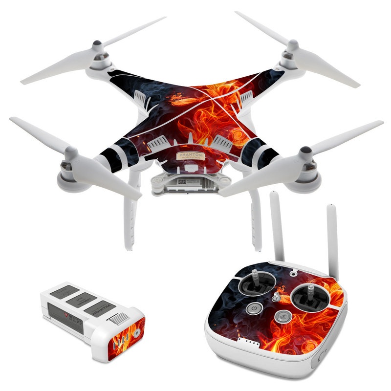 DJI Phantom 3 Skin design of Flame, Fire, Heat, Red, Orange, Fractal art, Graphic design, Geological phenomenon, Design, Organism, with black, red, orange colors