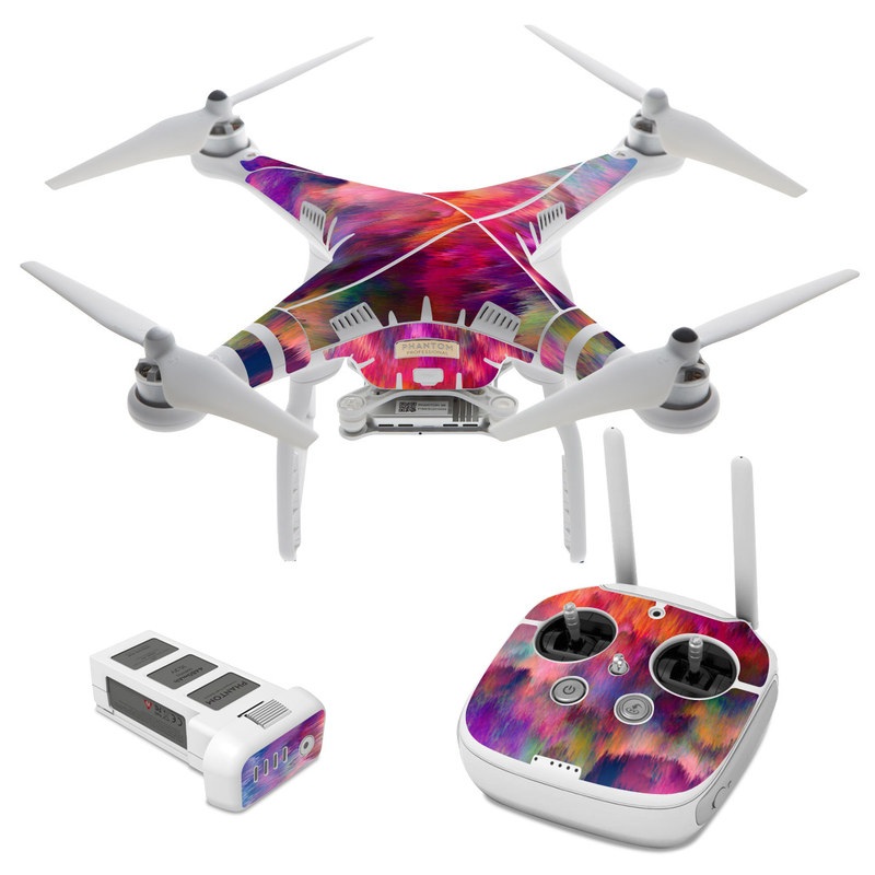 DJI Phantom 3 Skin design of Sky, Purple, Pink, Blue, Violet, Painting, Watercolor paint, Lavender, Cloud, Art, with red, blue, purple, orange, green colors