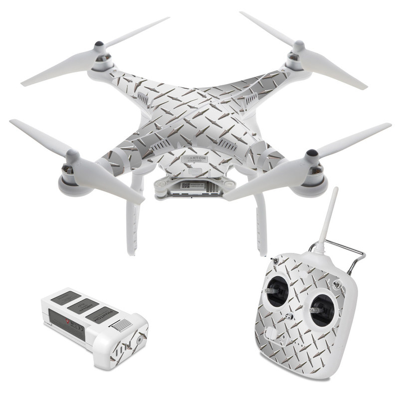 DJI Phantom 3 Standard Skin design of Pattern, Metal, Line, Design, Steel, Parallel, Tile, Beige, Flooring, with gray colors