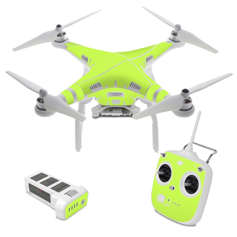 DJI Phantom 3 Standard Skin design of Green, Yellow, Text, Leaf, Font, Grass, with green colors