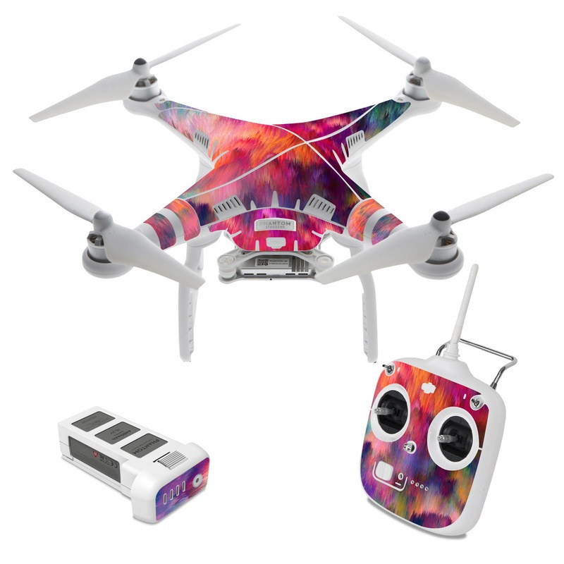 DJI Phantom 3 Standard Skin design of Sky, Purple, Pink, Blue, Violet, Painting, Watercolor paint, Lavender, Cloud, Art, with red, blue, purple, orange, green colors