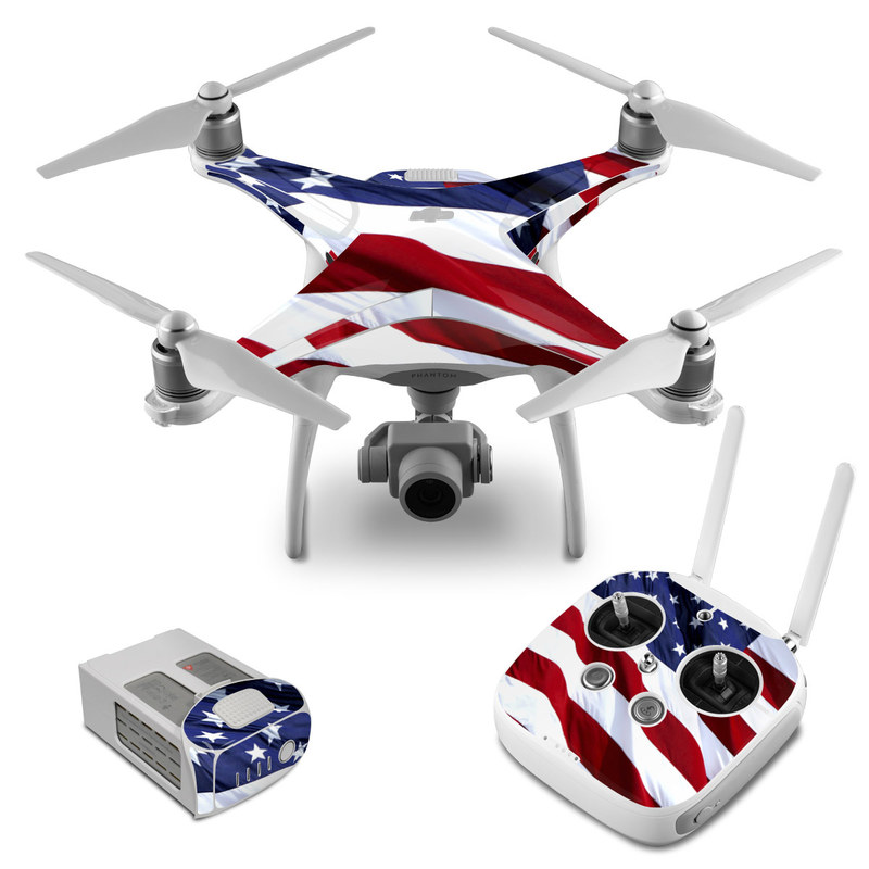 DJI Phantom 4 Skin design of Flag, Flag of the united states, Flag Day (USA), Veterans day, Memorial day, Holiday, Independence day, Event, with red, blue, white colors