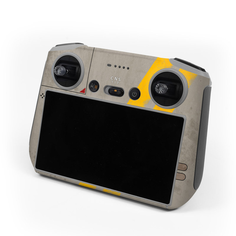DJI RC Controller Skin design of Yellow, Wall, Line, Orange, Design, Concrete, Font, Architecture, Parallel, Wood, with gray, yellow, red, black colors