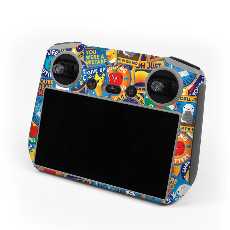 DJI RC Controller Skin design of Pattern, Visual arts, Design, Art, Mosaic, Psychedelic art, with blue, yellow, orange, white, green, red, gray colors