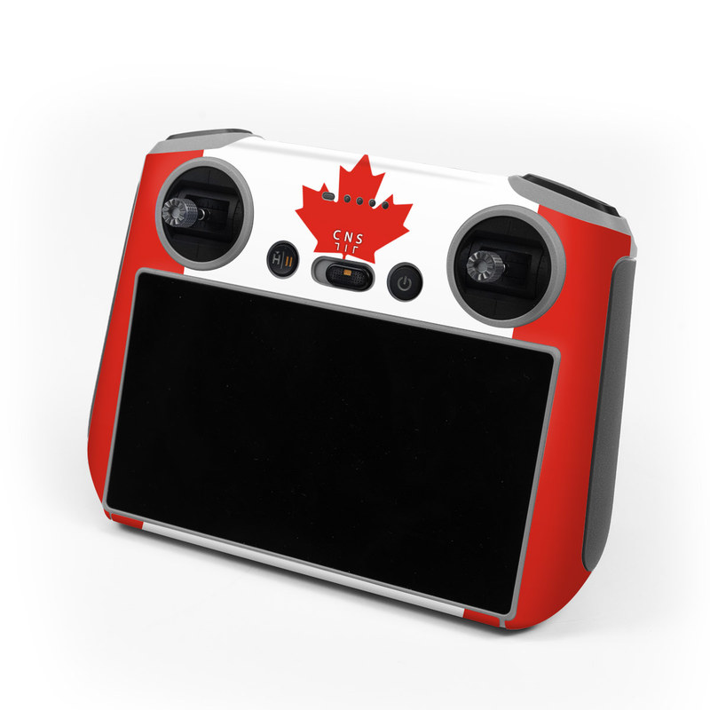 DJI RC Controller Skin design of Red, Maple leaf, Tree, Leaf, Woody plant, Flag, Plant, Plane, Red flag, Maple, with red, white colors