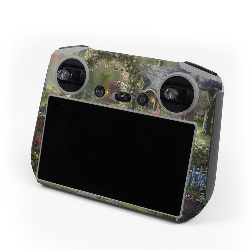 DJI RC Controller Skin design of Plant, Cloud, Flower, Sky, Plant community, Tree, Natural landscape, Paint, Grass, Shrub, with green, purple, white, blue, yellow, pink, red colors