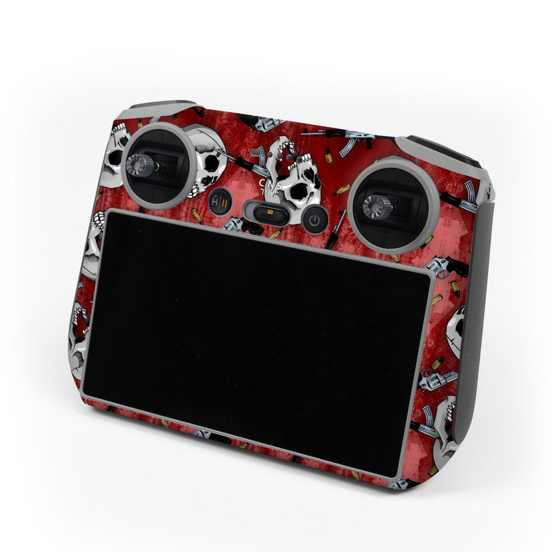 DJI RC Controller Skin design of Skull, Red, Bone, Personal protective equipment, Skeleton, Mask, Font, Sports gear, Headgear, Pattern, with black, red, gray colors