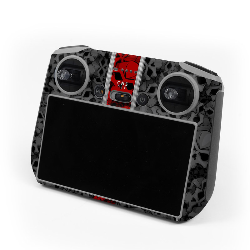 DJI RC Controller Skin design of Font, Text, Pattern, Design, Graphic design, Black-and-white, Monochrome, Graphics, Illustration, Art with black, red, gray colors