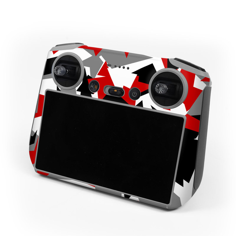 DJI RC Controller Skin design of Red, Pattern, Font, Design, Textile, Carmine, Illustration, Flag, Crowd, with red, white, black, gray colors