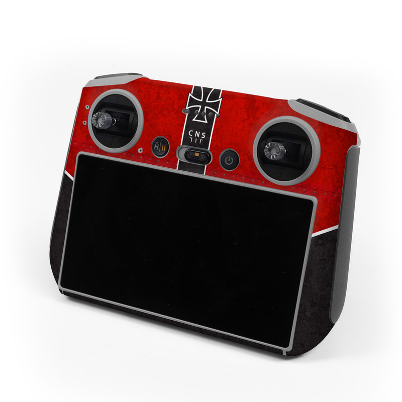 DJI RC Controller Skin design of Bullet, Holes, War, Red, Text, Carmine, Colorfulness, Maroon, Symbol, Coquelicot, with red, black, white, gray colors