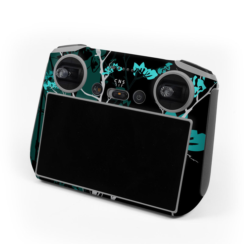 DJI RC Controller Skin design of Branch, Black, Blue, Green, Turquoise, Teal, Tree, Plant, Graphic design, Twig, with black, blue, gray colors
