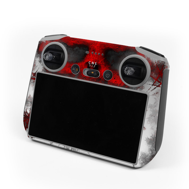 DJI RC Controller Skin design of Red, Graphic design, Skull, Illustration, Bone, Graphics, Art, Fictional character, with red, gray, black, white colors