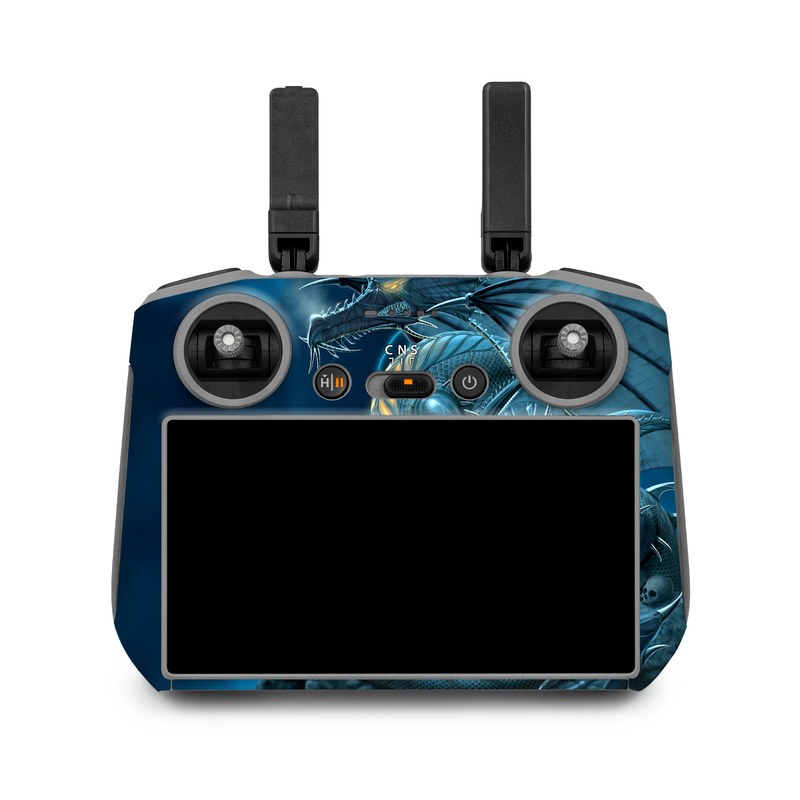 DJI RC 2 Skin design of Cg artwork, Dragon, Mythology, Fictional character, Illustration, Mythical creature, Art, Demon, with blue, yellow colors