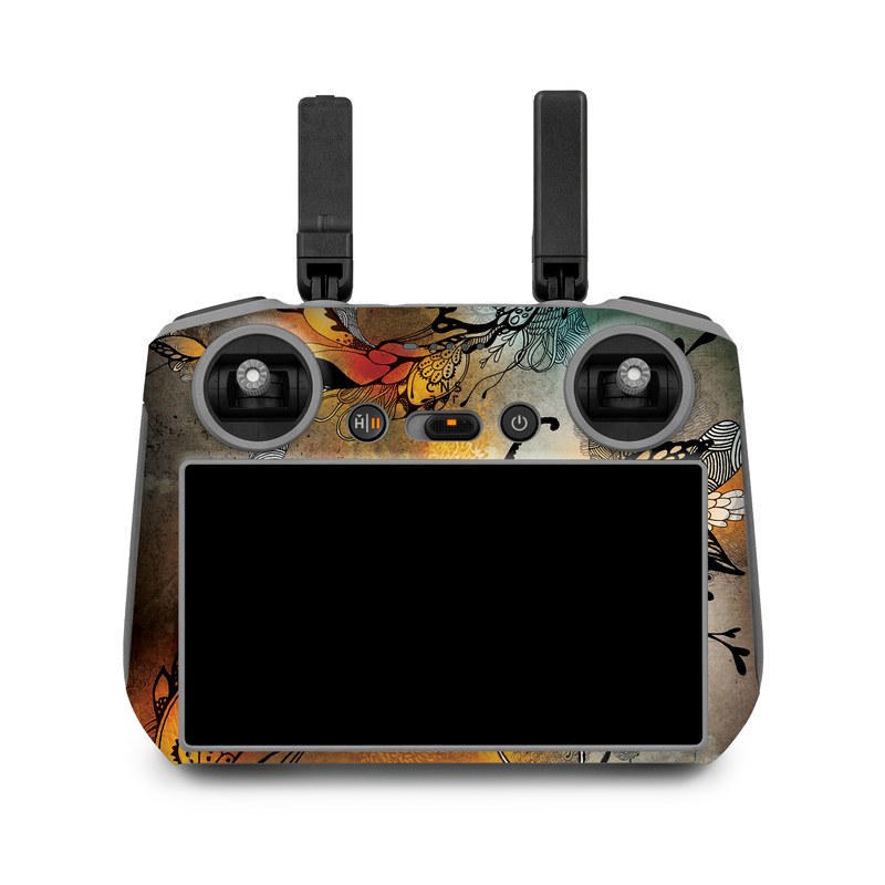 DJI RC 2 Skin design of Yellow, Orange, Art, Branch, Leaf, Graphic design, Visual arts, Pattern, Design, Modern art, with black, red, orange, yellow colors