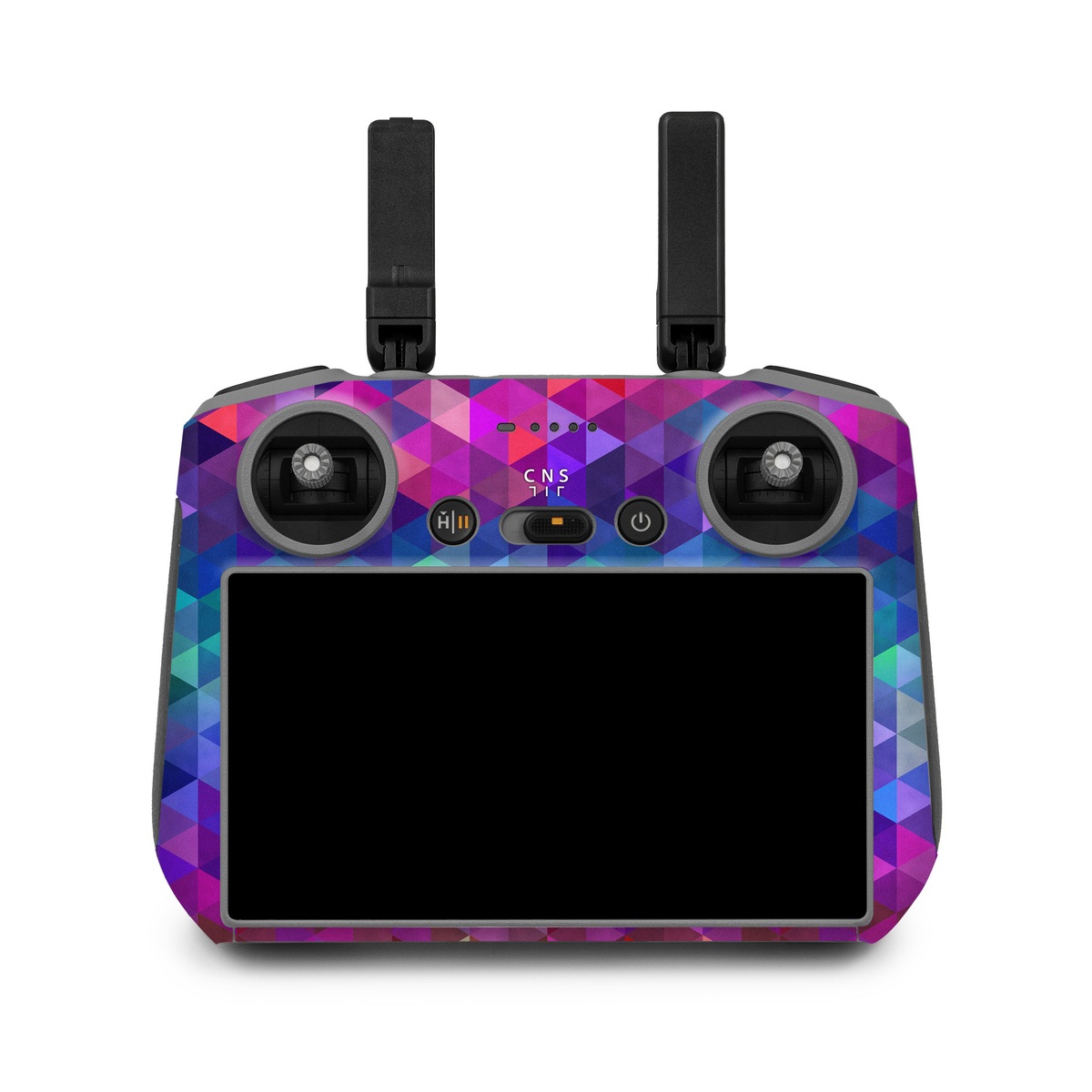 DJI RC 2 Skin design of Purple, Violet, Pattern, Blue, Magenta, Triangle, Line, Design, Graphic design, Symmetry, with blue, purple, green, red, pink colors