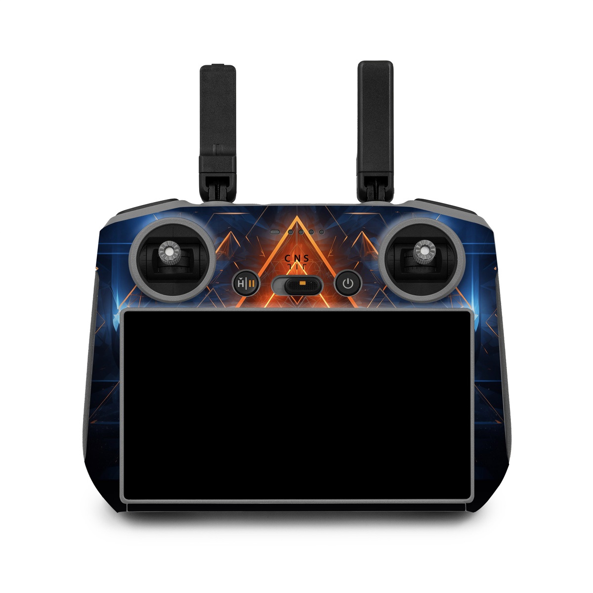 DJI RC 2 Skin design of Sky, Atmosphere, Water, Triangle, Cloud, Electricity, Astronomical object, Tree, Star, Font, with black, white, orange, yellow, red, blue colors