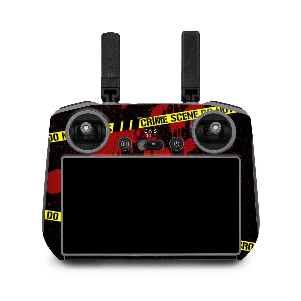 DJI RC 2 Skin design of Red, Black, Font, Text, Logo, Graphics, Graphic design, Room, Carmine, Fictional character, with black, red, green colors