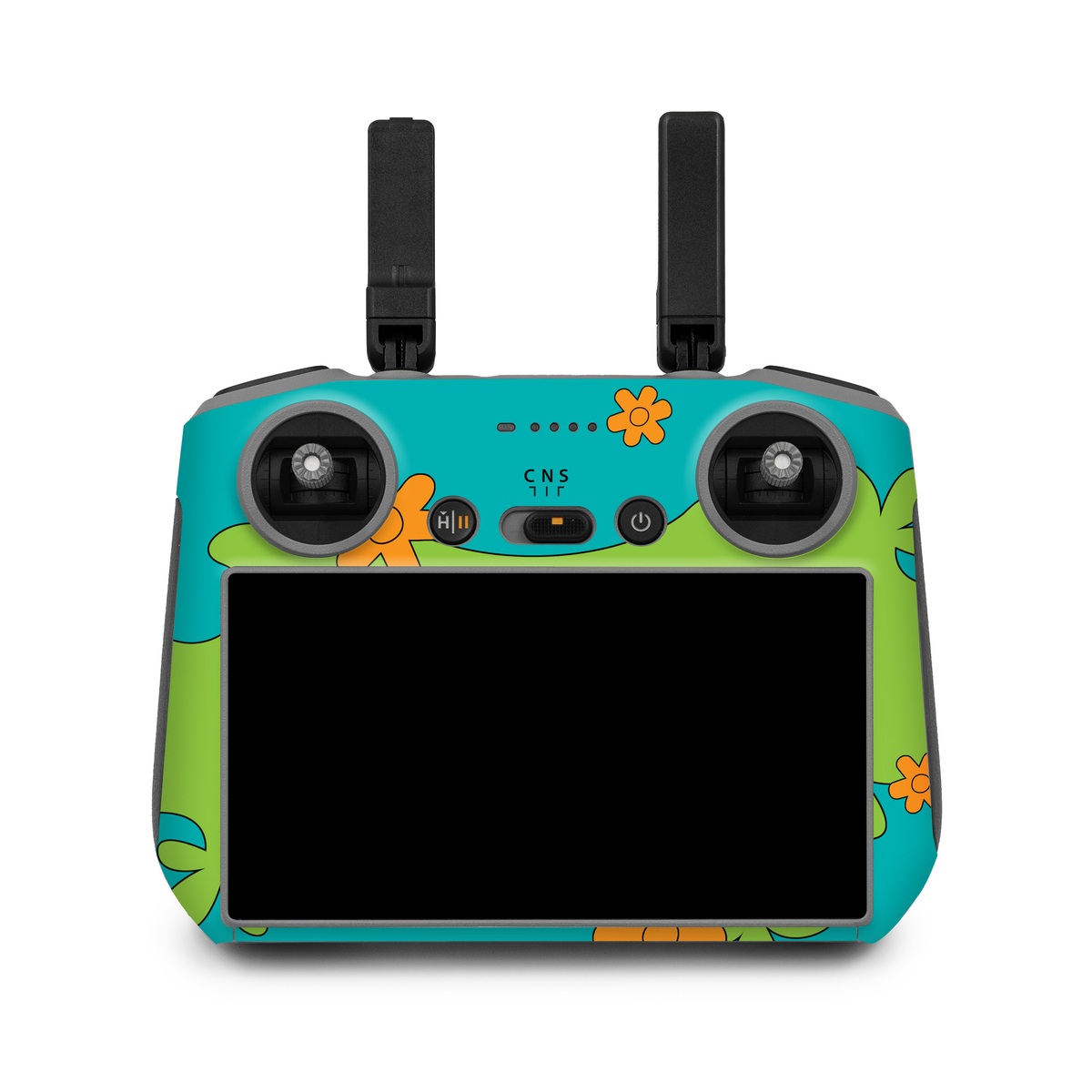 DJI RC 2 Skin design of Organism, Font, Happy, Petal, Rectangle, Sharing, Circle, Illustration, Symbol, Grass, with blue, green, orange, white colors