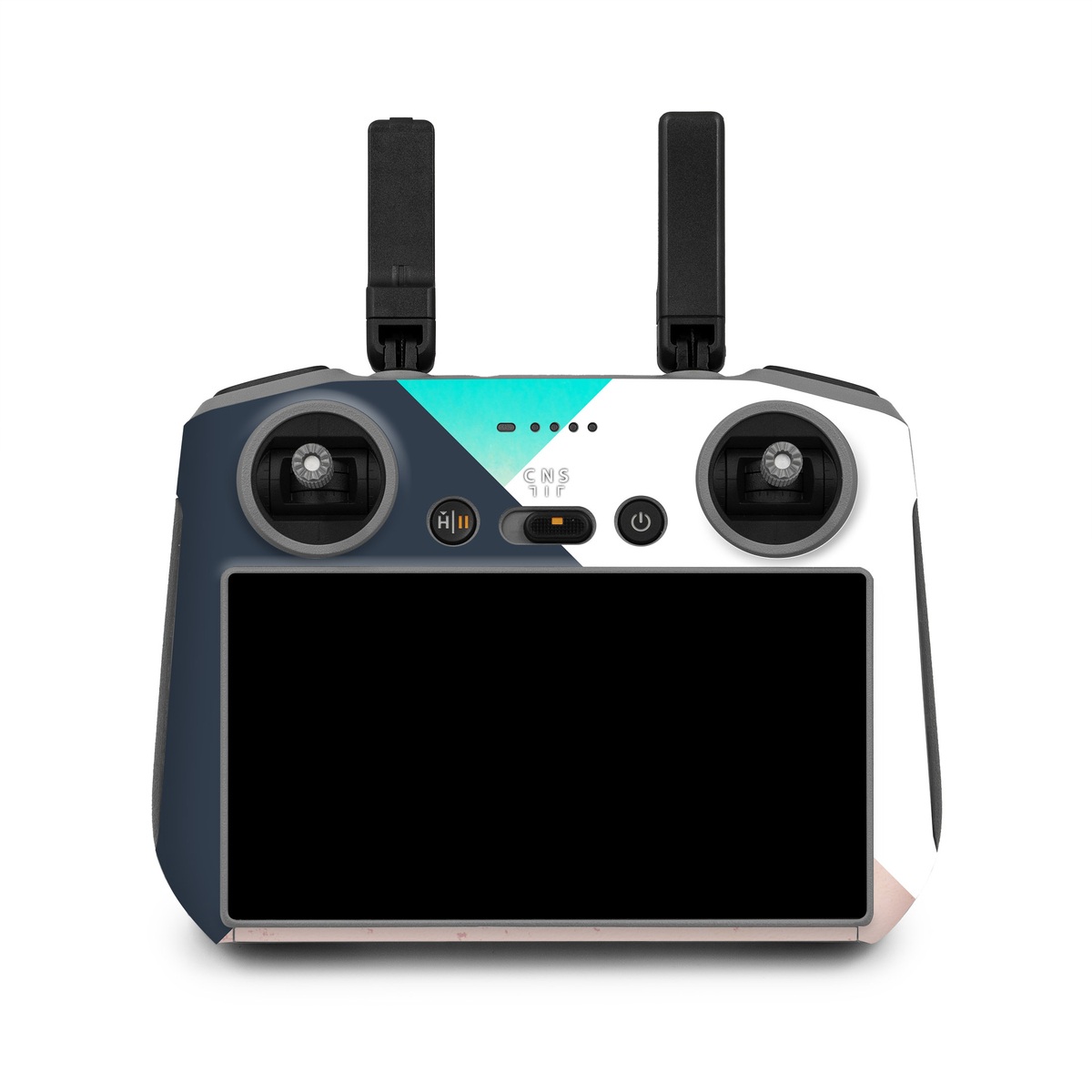 DJI RC 2 Skin design of Blue, Turquoise, Aqua, Line, Triangle, Design, Material property, Graphic design, Pattern, Architecture, with black, white, brown, blue colors