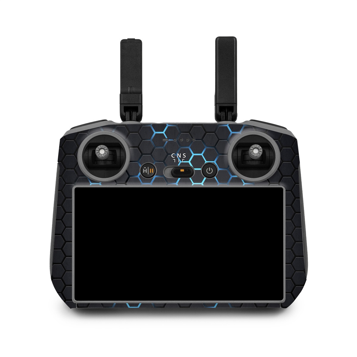 DJI RC 2 Skin design of Pattern, Water, Design, Circle, Metal, Mesh, Sphere, Symmetry, with black, gray, blue colors