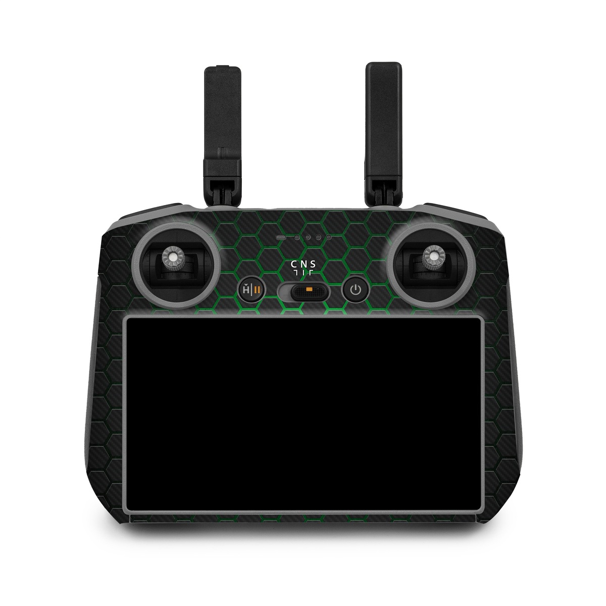 DJI RC 2 Skin design of Pattern, Metal, Design, Carbon, Space, Circle, with black, gray, green colors