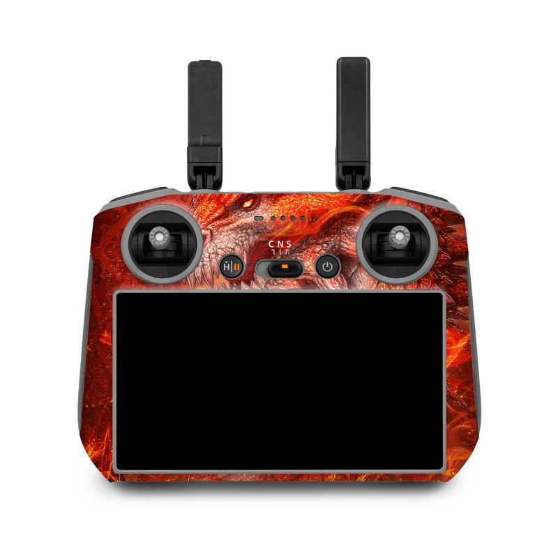 DJI RC 2 Skin design of Fictional character, Cg artwork, Illustration, Art, Demon, Geological phenomenon, Mythical creature, Dragon, Cryptid, with red, orange, yellow colors