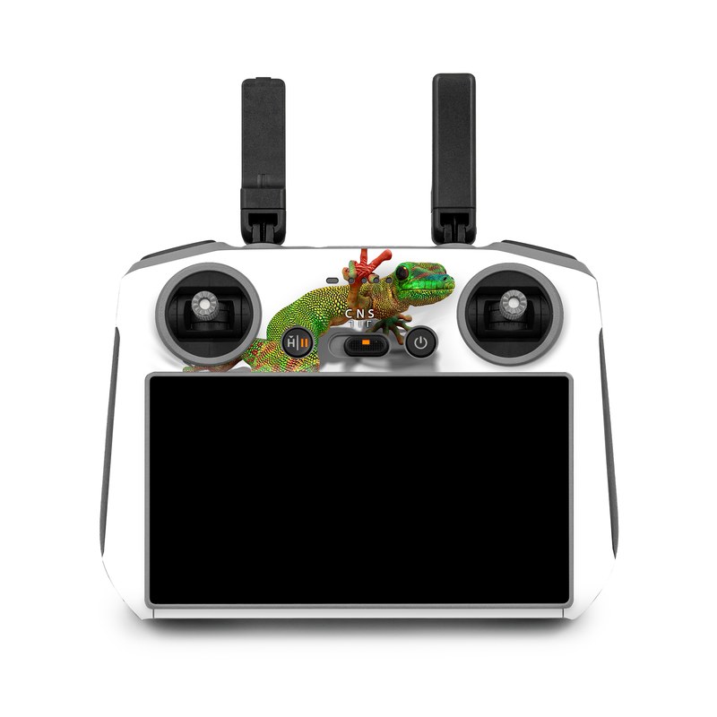 DJI RC 2 Skin design of Lizard, Reptile, Gecko, Scaled reptile, Green, Iguania, Animal figure, Wall lizard, Fictional character, Iguanidae, with white, gray, black, red, green colors