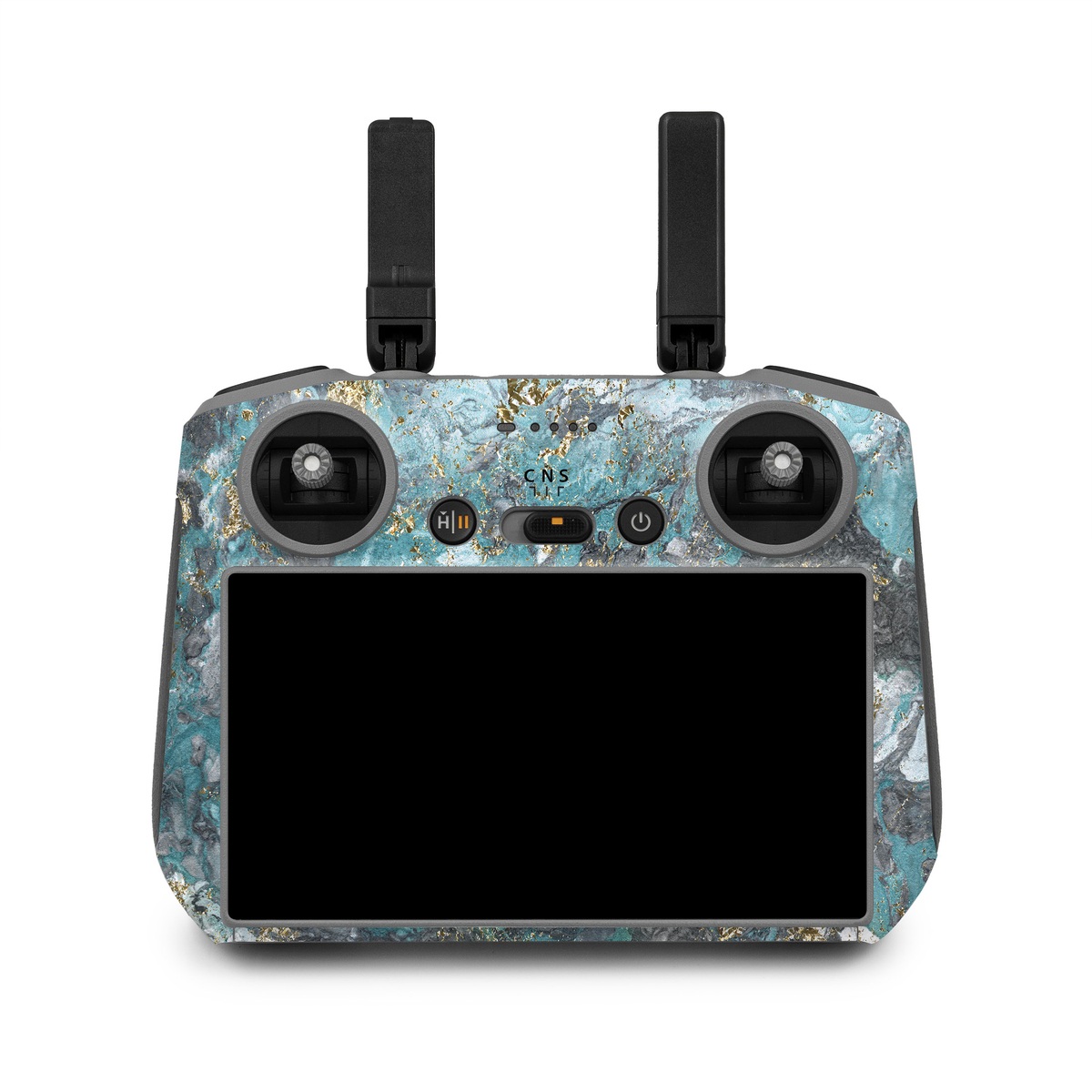 DJI RC 2 Skin design of Blue, Turquoise, Green, Aqua, Teal, Geology, Rock, Painting, Pattern, with black, white, gray, green, blue colors