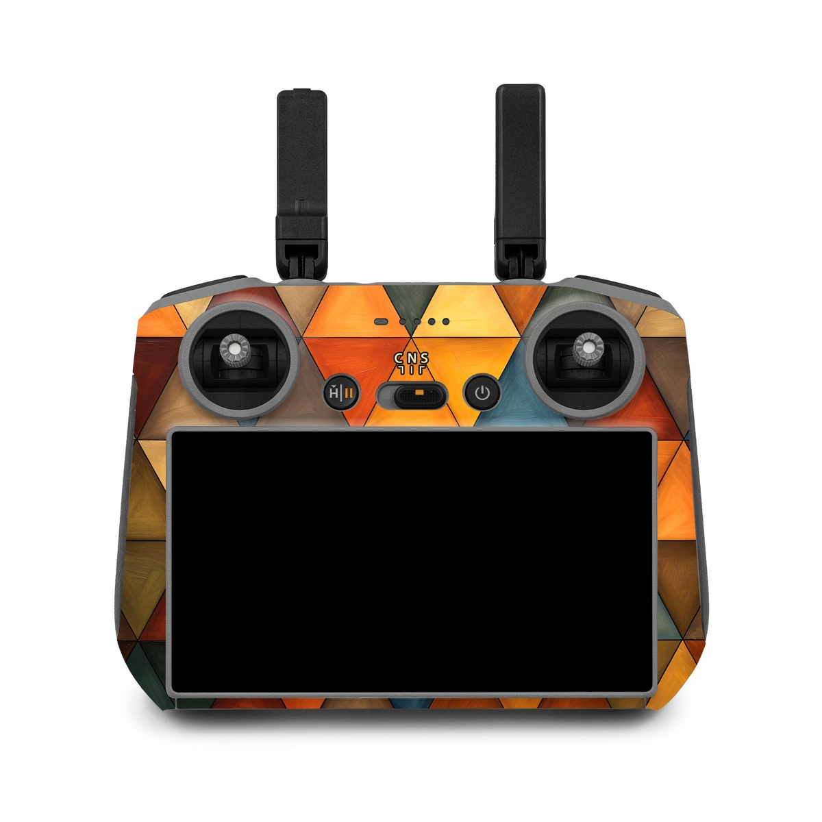 DJI RC 2 Skin design of Brown, Colorfulness, Rectangle, Azure, Amber, Orange, Triangle, Art, Flooring, Line, with yellow, orange, red, black, blue, brown colors