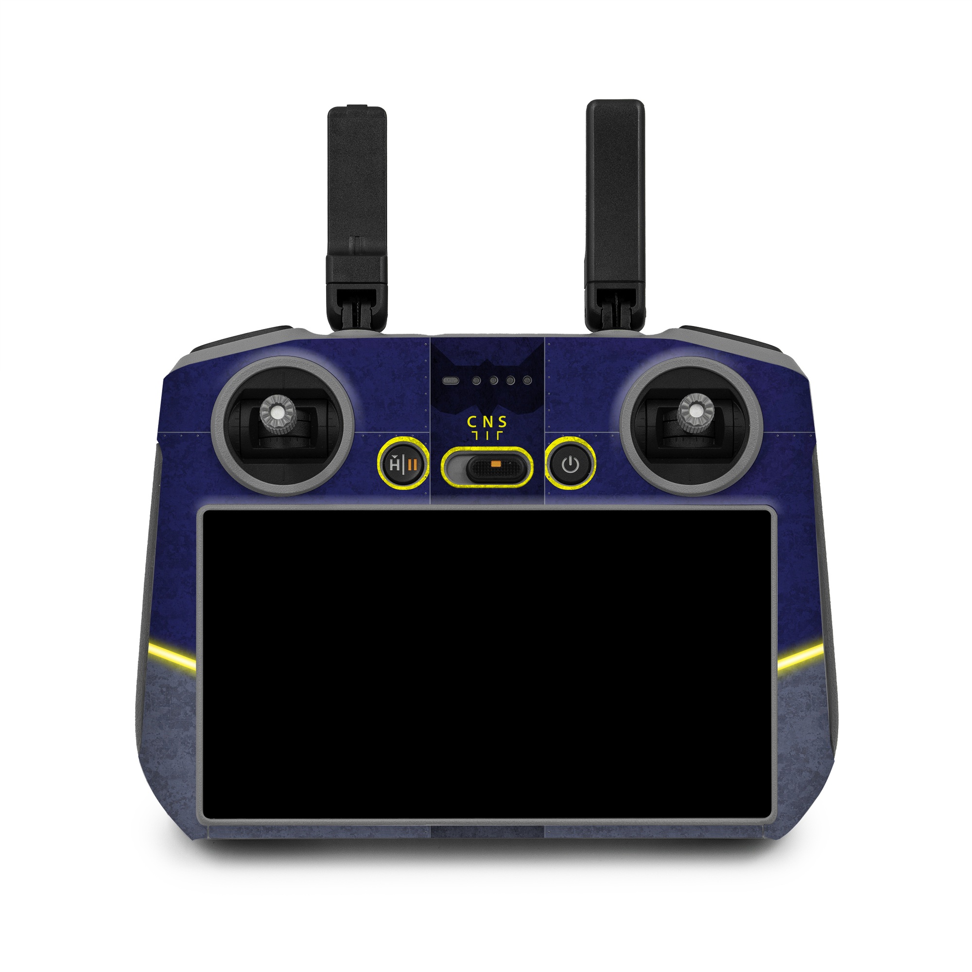 DJI RC 2 Skin design of Blue, Symbol, Symmetry, Graphics, Triangle, Graphic design, with black, purple, gray, yellow colors