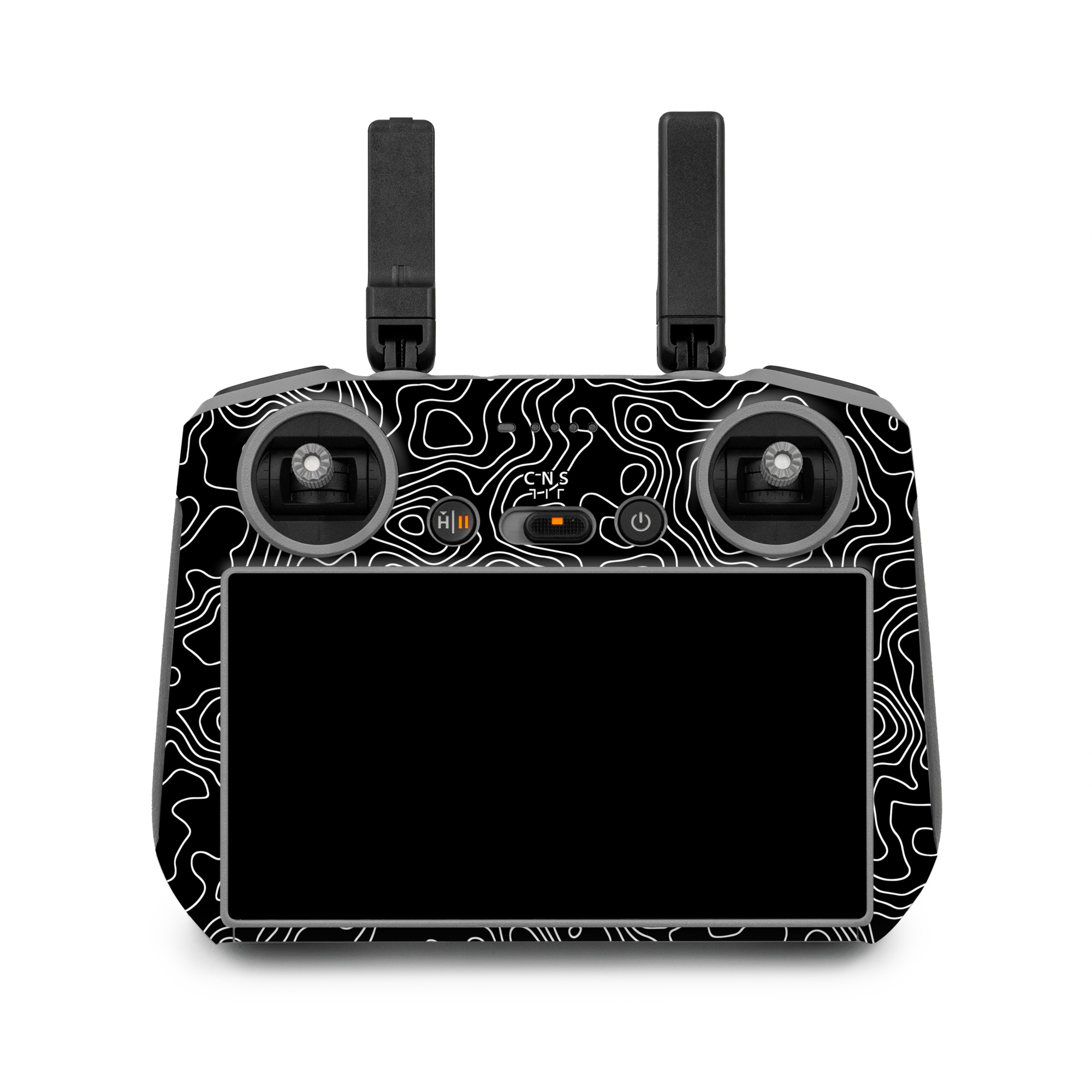 DJI RC 2 Skin design of Art, Motif, Pattern, Symmetry, Monochrome, Circle, Font, Visual arts, Illustration, Monochrome photography, with black, gray colors
