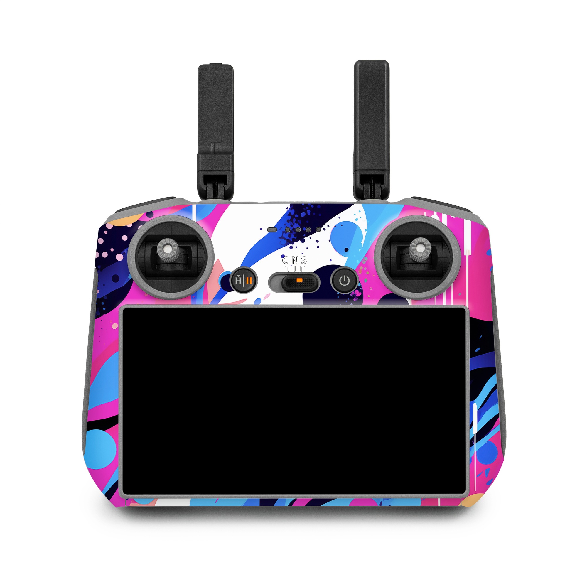 DJI RC 2 Skin design of Organism, Art, Line, Font, Magenta, Art paint, Paint, Pattern, Electric blue, Tints and shades, with pink, blue, white, black, orange colors