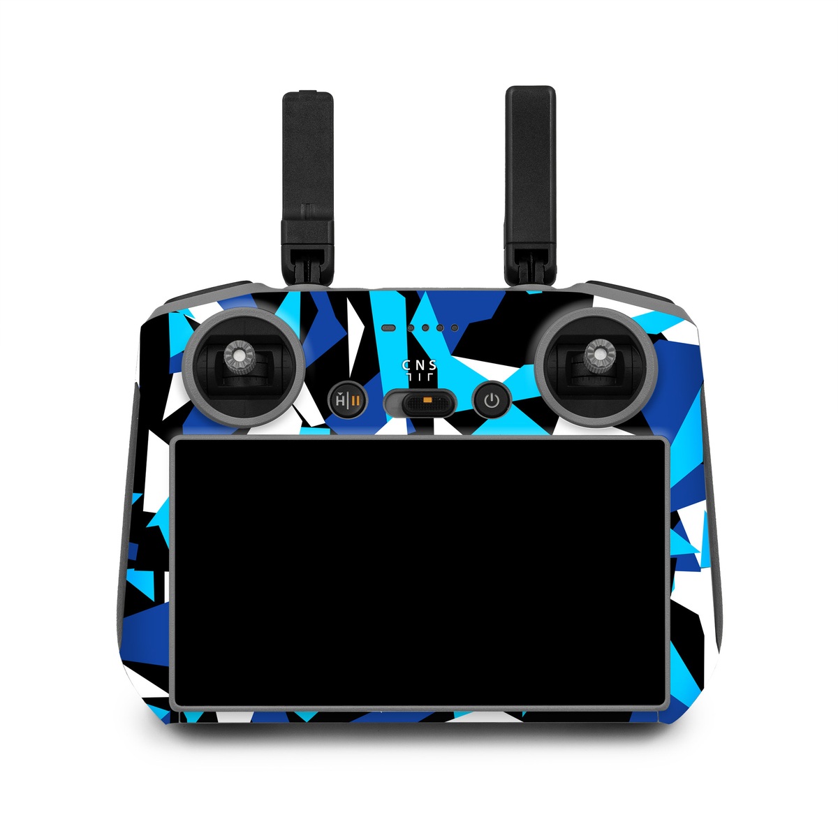 DJI RC 2 Skin design of Blue, Pattern, Turquoise, Cobalt blue, Teal, Design, Electric blue, Graphic design, Triangle, Font, with blue, white, black colors