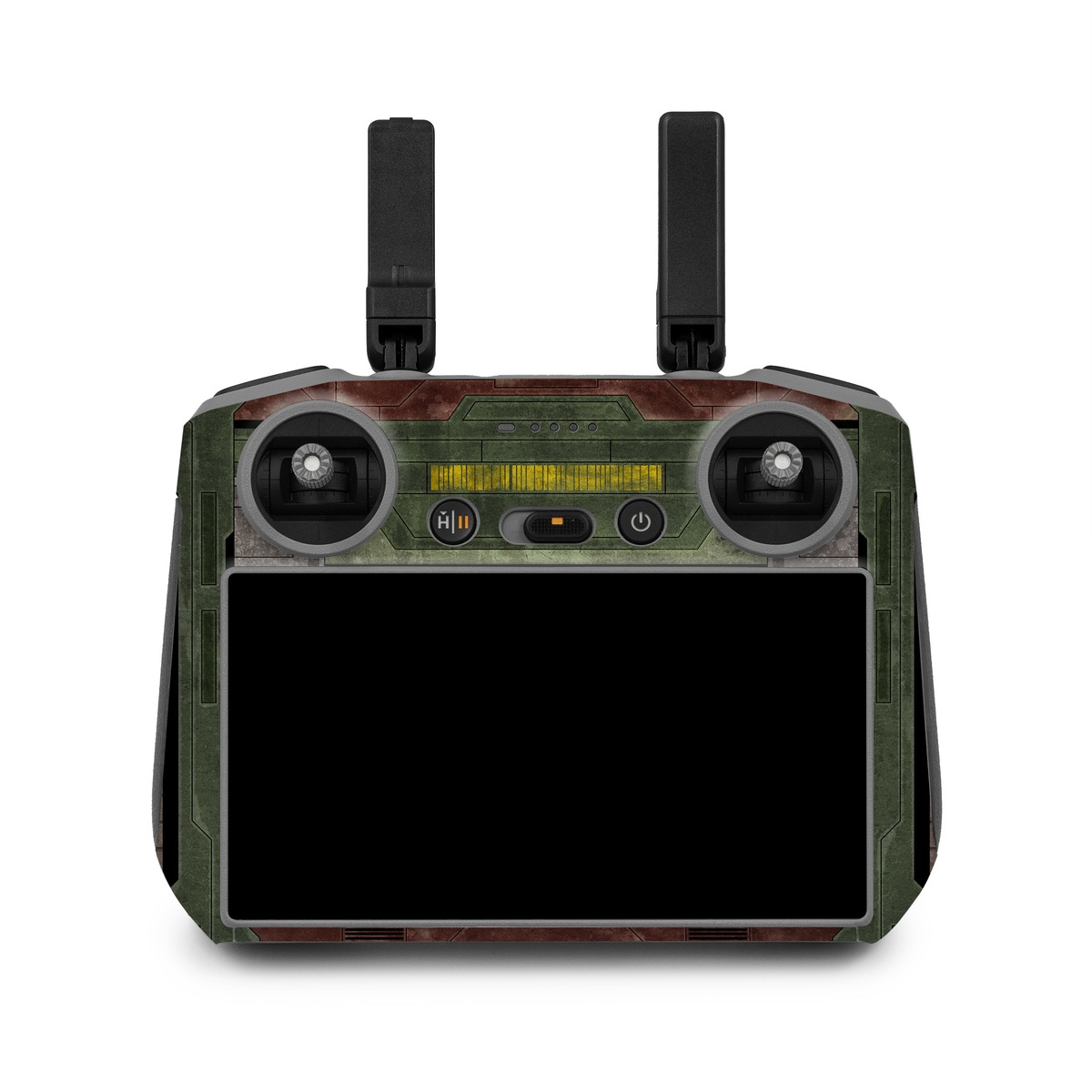 DJI RC 2 Skin design of Rectangle, Screenshot, Font, Wood, Pattern, Symmetry, Machine, Gas, Parallel, Engineering, with red, green, yellow, black, gray, white colors
