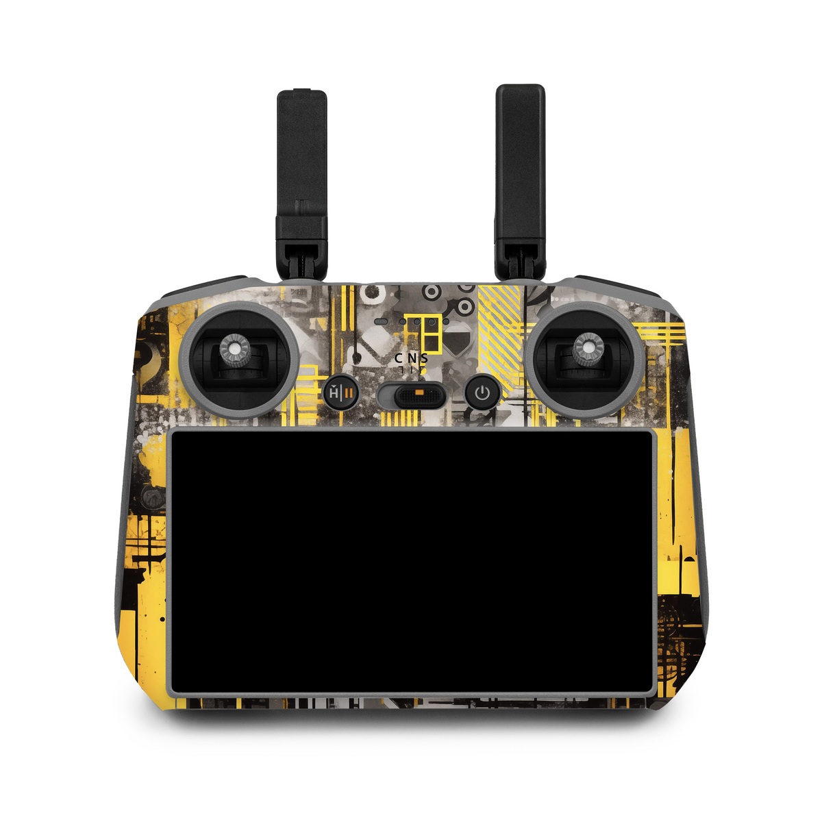 DJI RC 2 Skin design of Rectangle, Yellow, Font, Art, City, Engineering, Tints and shades, Pattern, Symmetry, Space, with black, white, gray, yellow colors