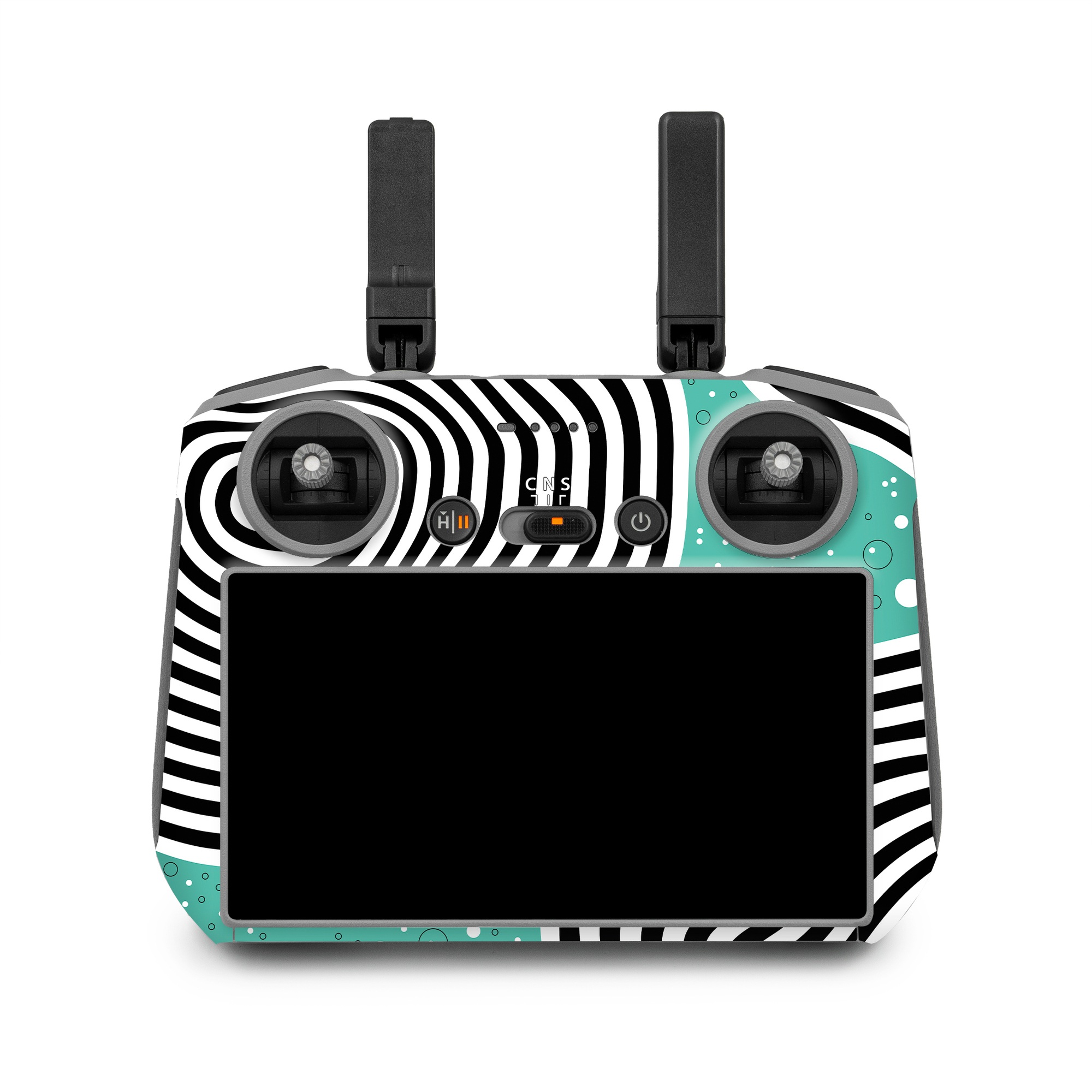 DJI RC 2 Skin design of White, Rectangle, Art, Line, Aqua, Pattern, Electric blue, Visual arts, Font, Graphics, with white, black, blue, green colors