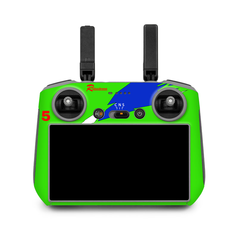 DJI RC 2 Skin design of Blue, Logo, Symbol, Graphics, Graphic design, with green, black, gray, blue, white, red colors