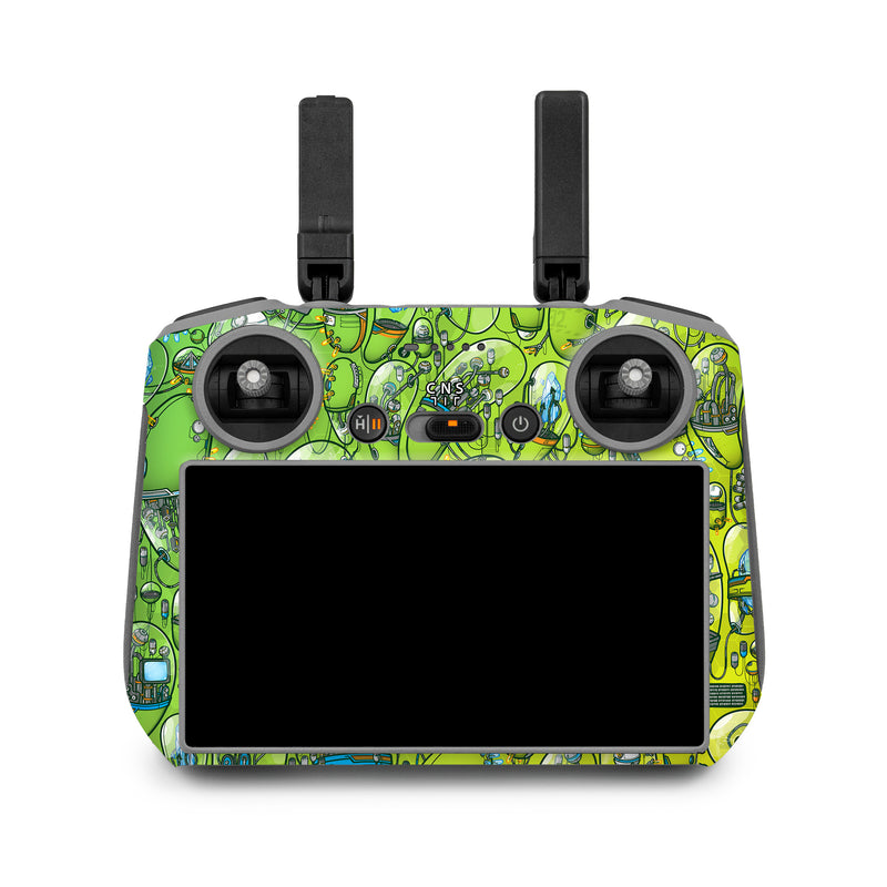 DJI RC 2 Skin design of Green, Pattern, Yellow, Design, Illustration, Plant, Art, Graphic design, Urban design, with green, blue, gray, yellow, orange colors