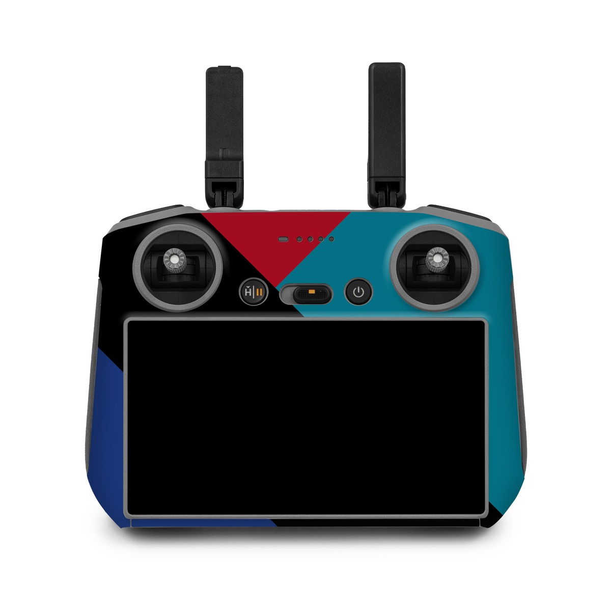 DJI RC 2 Skin design of Blue, Green, Turquoise, Azure, Teal, Electric blue, Line, Pattern, Design, Graphic design, with black, blue, red colors