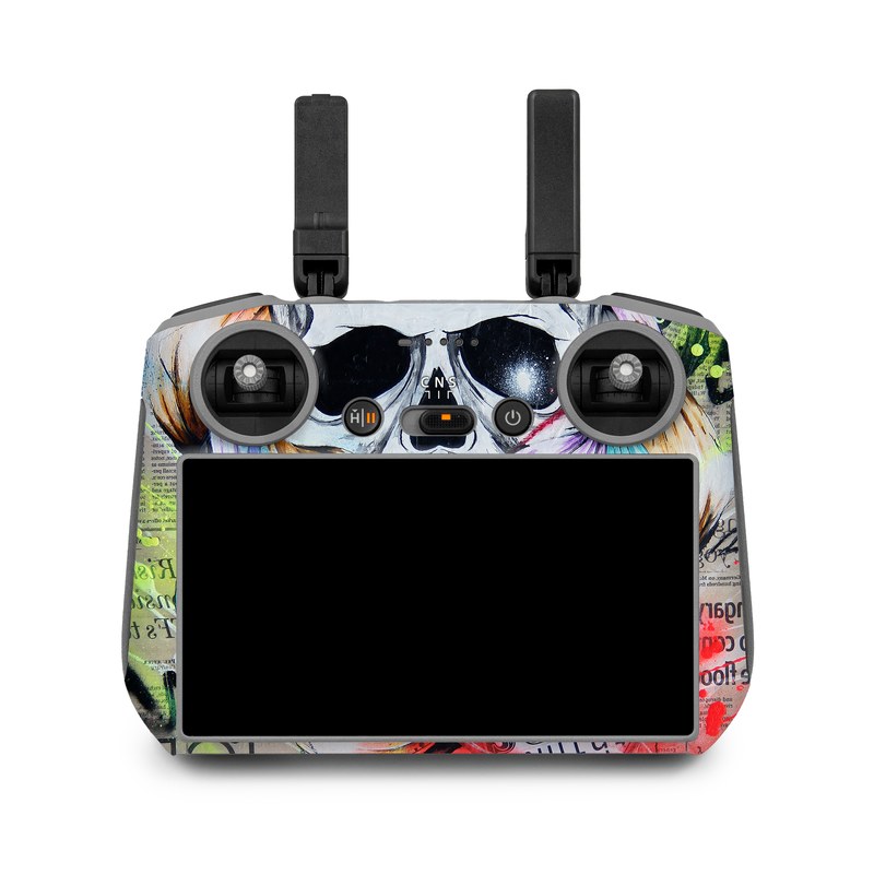 DJI RC 2 Skin design of Street art, Text, Graphic design, Font, Illustration, Art, Graffiti, Skull, Poster, Advertising, with gray, black, red, green, blue colors