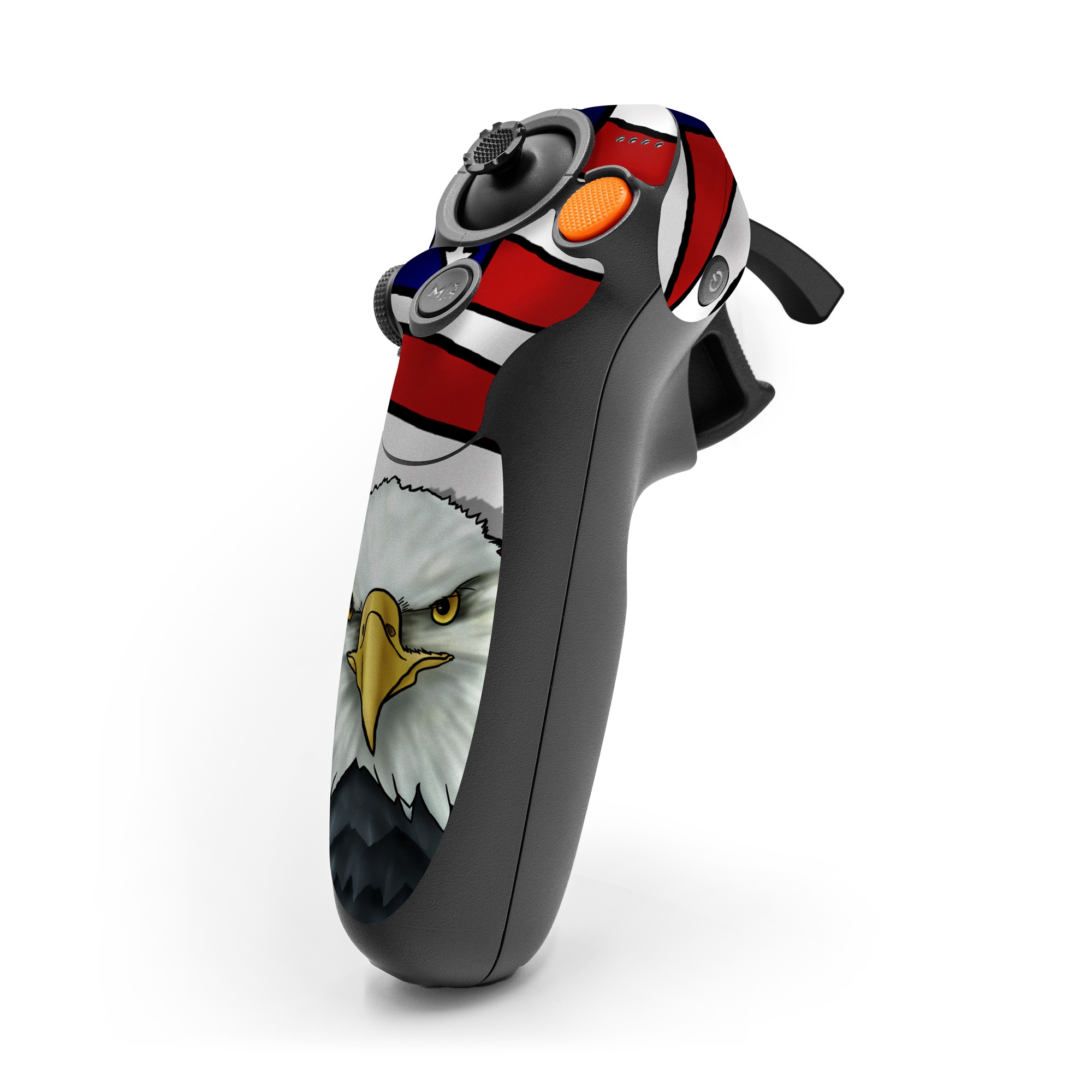 DJI RC Motion 3 Skin design of Bald eagle, Eagle, Bird, Bird of prey, Accipitridae, Beak, Accipitriformes, Sea eagle, Flag, with white, gray, blue, yellow, red colors