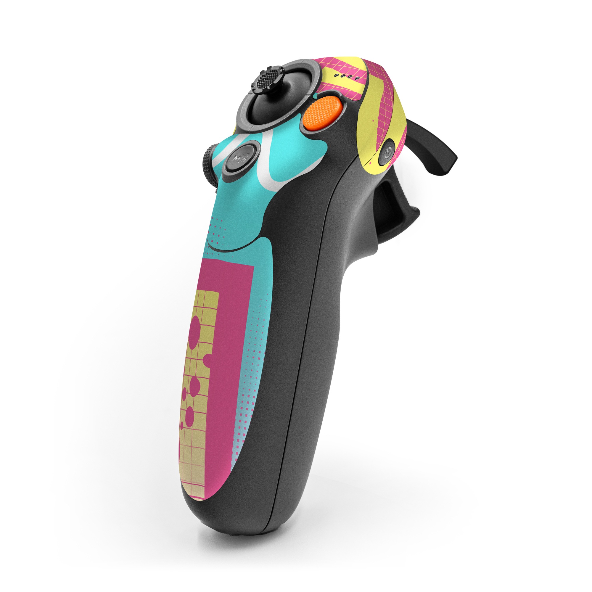 DJI RC Motion 3 Skin design of Textile, Organism, Font, Art, Pink, Rectangle, Line, Aqua, Magenta, Circle, with pink, yellow, blue, black, white colors