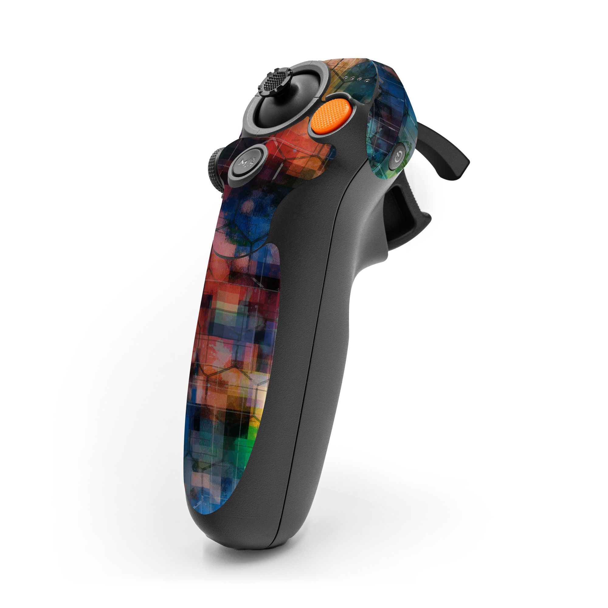 DJI RC Motion 3 Skin design of Blue, Colorfulness, Pattern, Psychedelic art, Art, Sky, Design, Textile, Dye, Modern art, with black, blue, red, gray, green colors