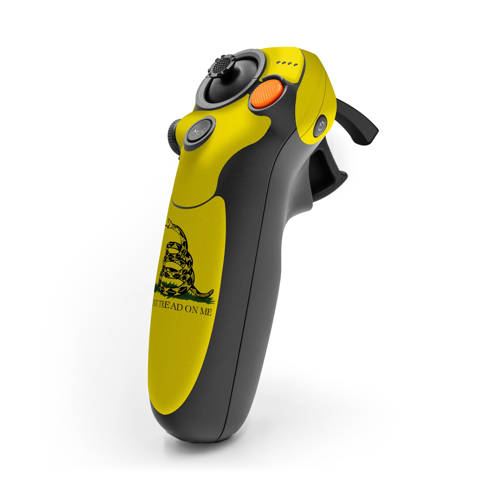 DJI RC Motion 3 Skin design of Yellow, Font, Logo, Graphics, Illustration, with orange, black, green colors