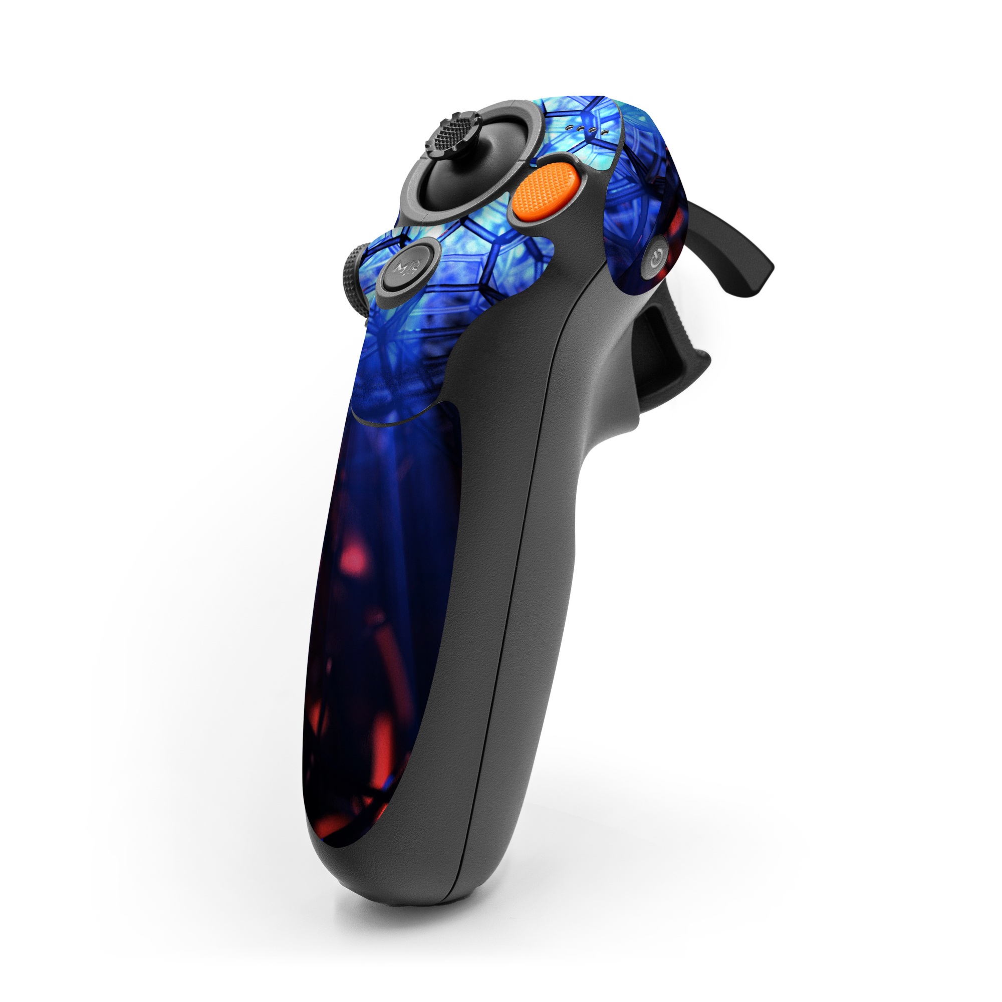 DJI RC Motion 3 Skin design of Blue, Fractal art, Red, Light, Pattern, Lighting, Art, Kaleidoscope, Design, Psychedelic art, with black, blue, red colors