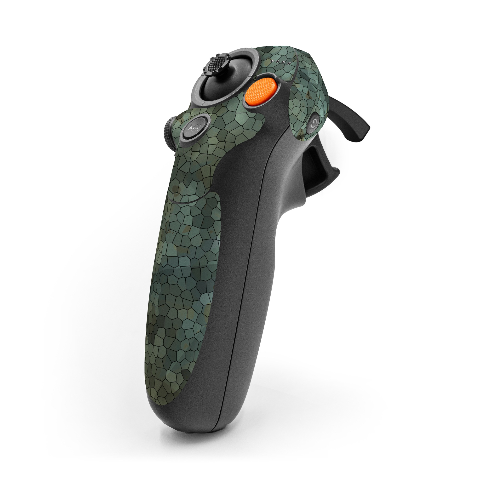 DJI RC Motion 3 Skin design of Green, Pattern, Brown, Wall, Design, Rock, Geology, Camouflage, Granite, Metal, with black, brown, blue, gray, white colors