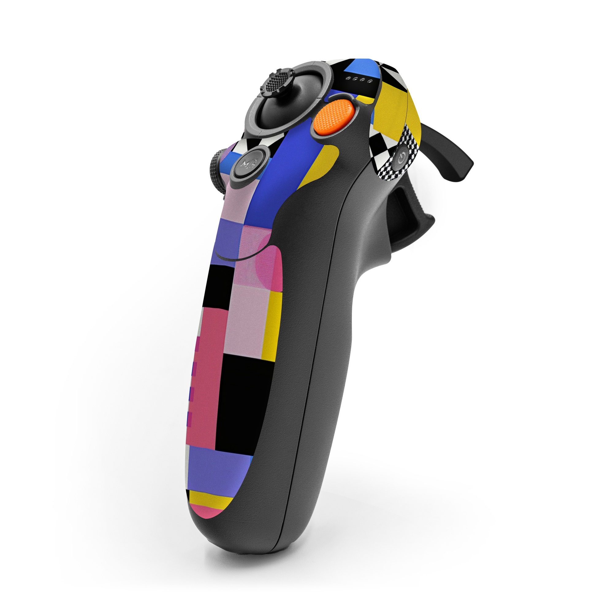 DJI RC Motion 3 Skin design of White, Black, Rectangle, Font, Art, Red, Pattern, Tints and shades, Circle, Electric blue, with blue, white, black, yellow, pink, purple colors